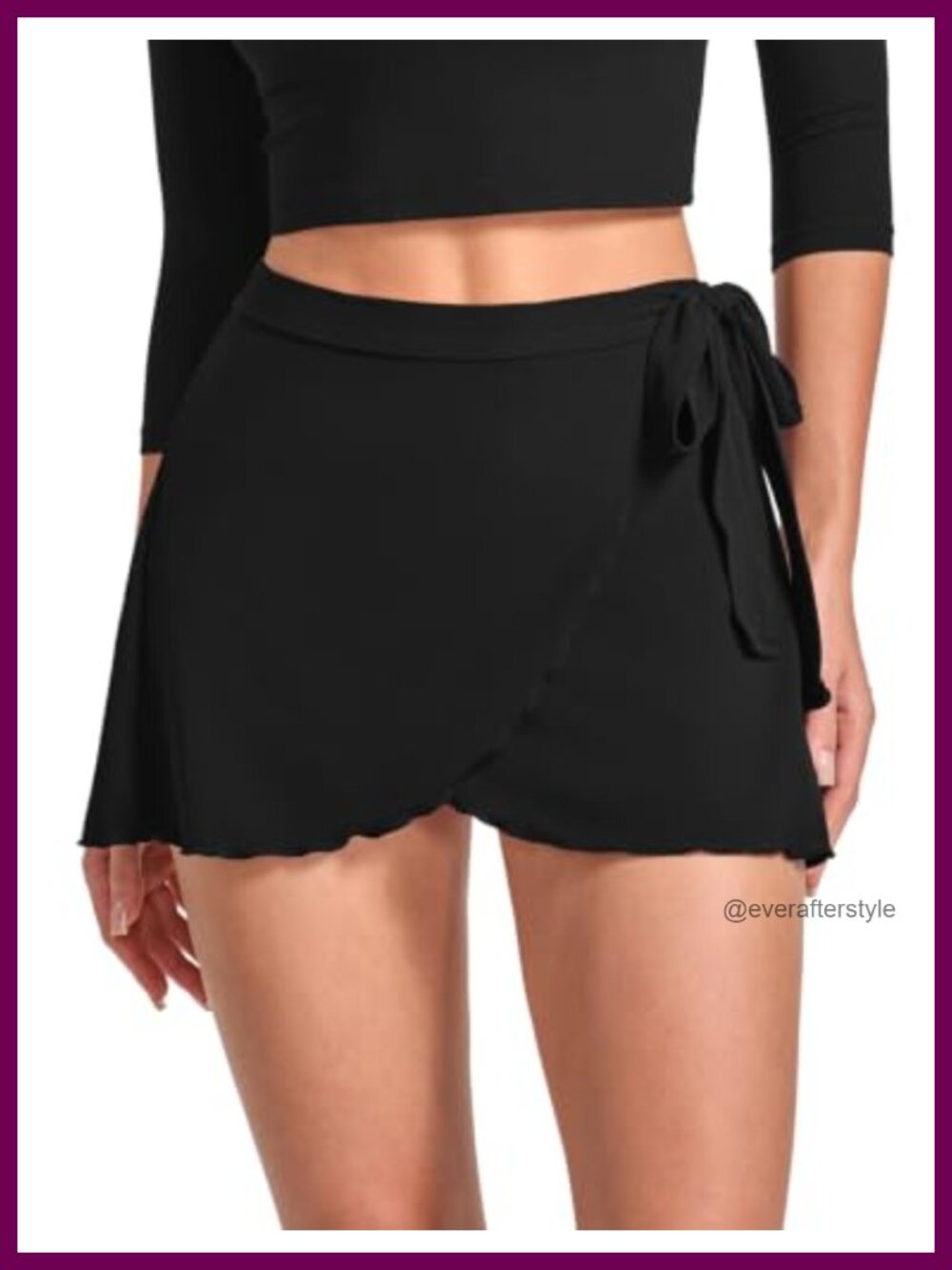 Ballet Wrap Ruffle Mini Skort with Adjustable Tie Waist for Pilates Tennis
